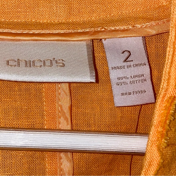 NWT Chico's linen blend Cross Hatch Haley solid marquis orange jacket, size 12 - Picture 5 of 8